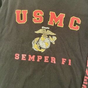 USMC Semper Fi Long Sleeve Black T-Shirt